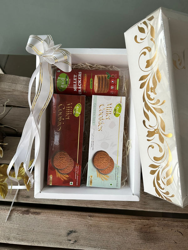 Healthy Gift Hamper  -Ragi Cookies(80gm),Bajra Crackers (90gm)& Gluten free cookies(80gm)
