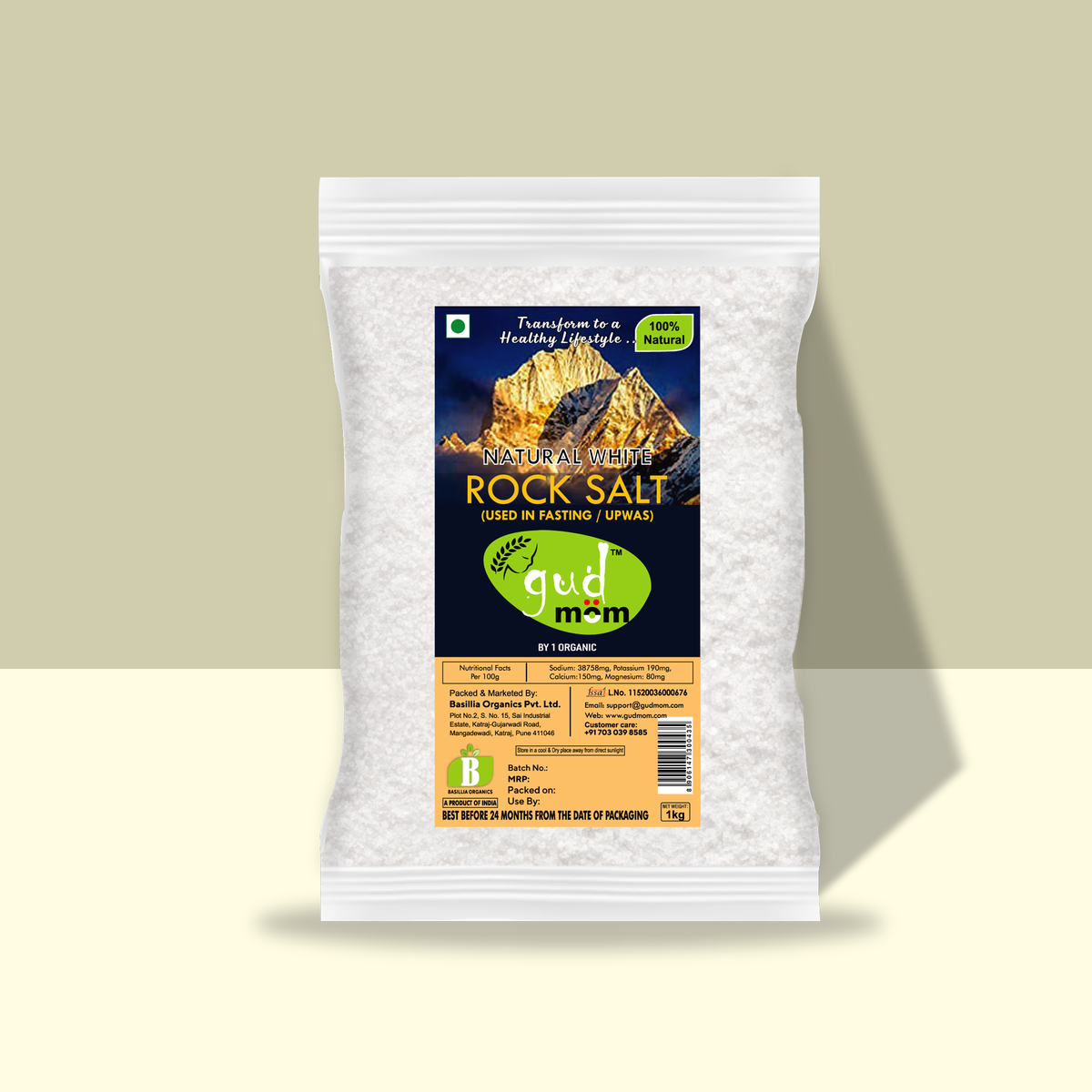 Natural White Rock Salt Used in Fasting Upwas 1 Kg Gudmom