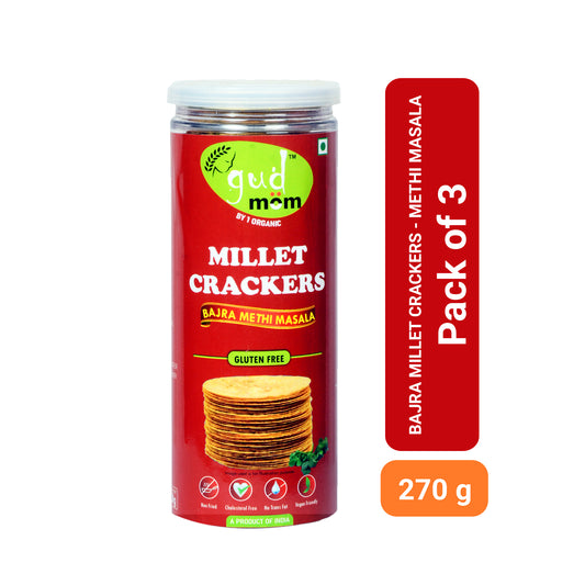 Gudmom Bajra Millet Crackers - Methi Masala 90 g ( Pack Of 3 )
