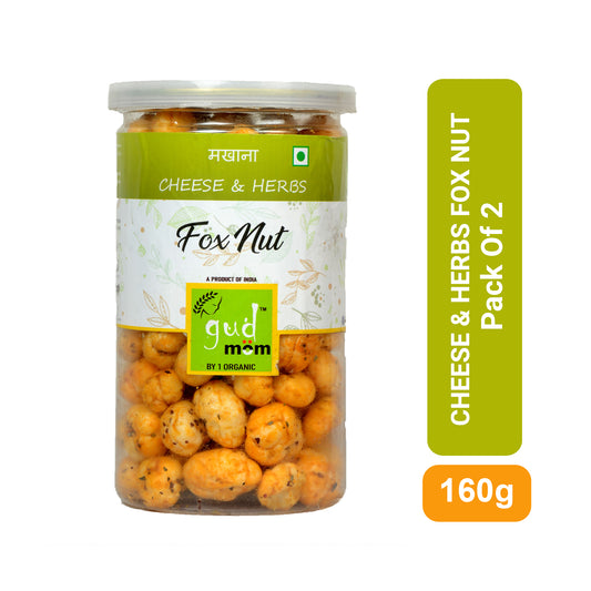 Gudmom Roasted Foxnuts (Makhana) - Cheese & Herbs 80 g ( Pack Of 2 )