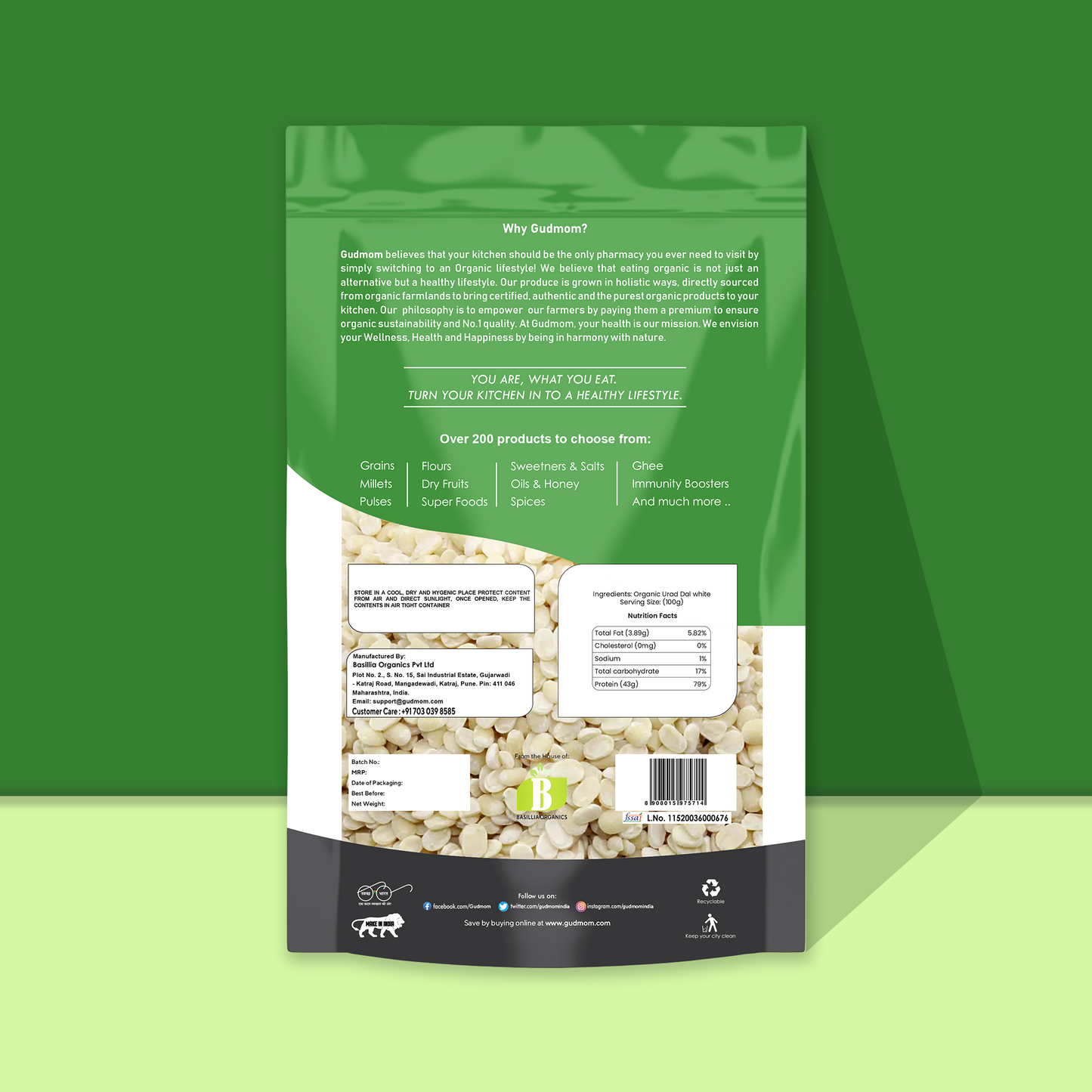 Organic Urad Dal White 500 g