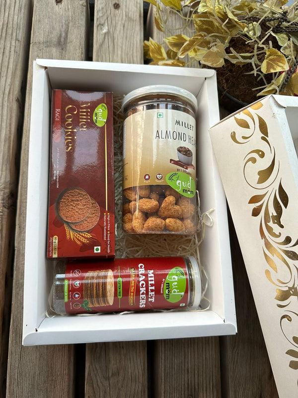 Healthy  Gift Hamper  -Ragi Cookies(80gm),Bajra Crackers(90gm) & Almond hearts(80gm)