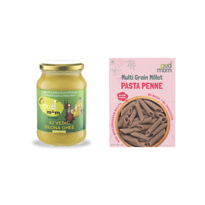 Organic A2 Vedic bilona Ghee 500gm + Trial pack of pasta 200gm