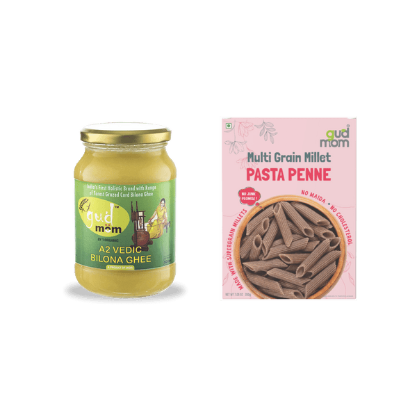 Organic A2 Vedic bilona Ghee 500gm + Trial pack of pasta 200gm