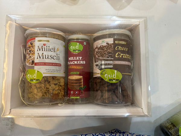 Healthy Gift Hamper  -Millet Muesli(300gm), Choco Crunch (100gm)& Bajra crackers(90gm)