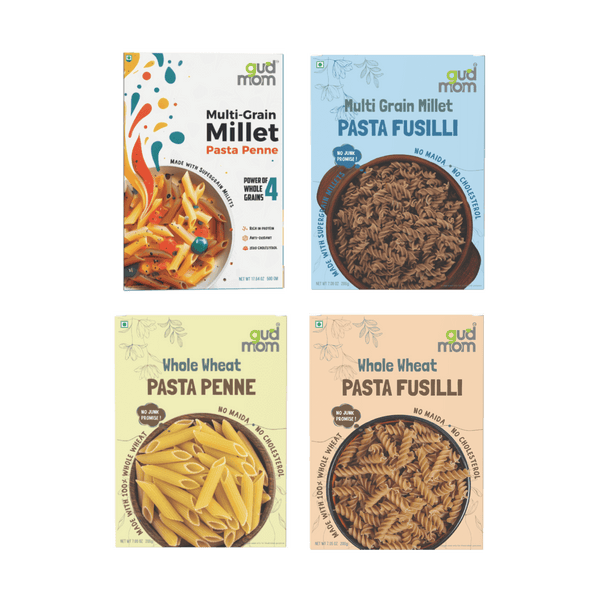 Multigrain pasta penne+ Multi grain Pasta fusilli + whole wheat Pasta Penne + Whole wheat Pasta Fusilli