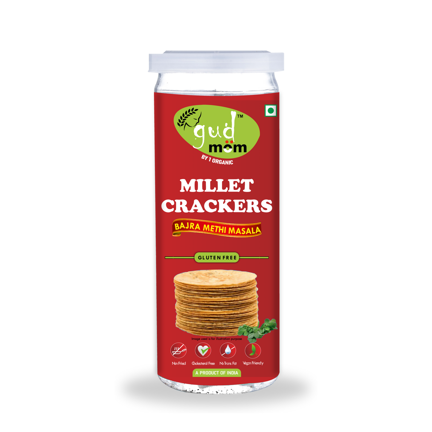 Gudmom Bajra Millet Crackers - Methi Masala 90 g ( Pack Of 3 )