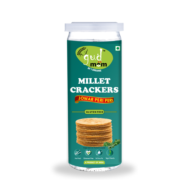 Gudmom Jowar Millet Crackers - Peri Peri 90 g ( Pack Of 3 )