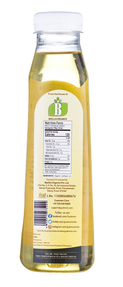 Organic Cold Pressed Sunflower Oil 1000g
