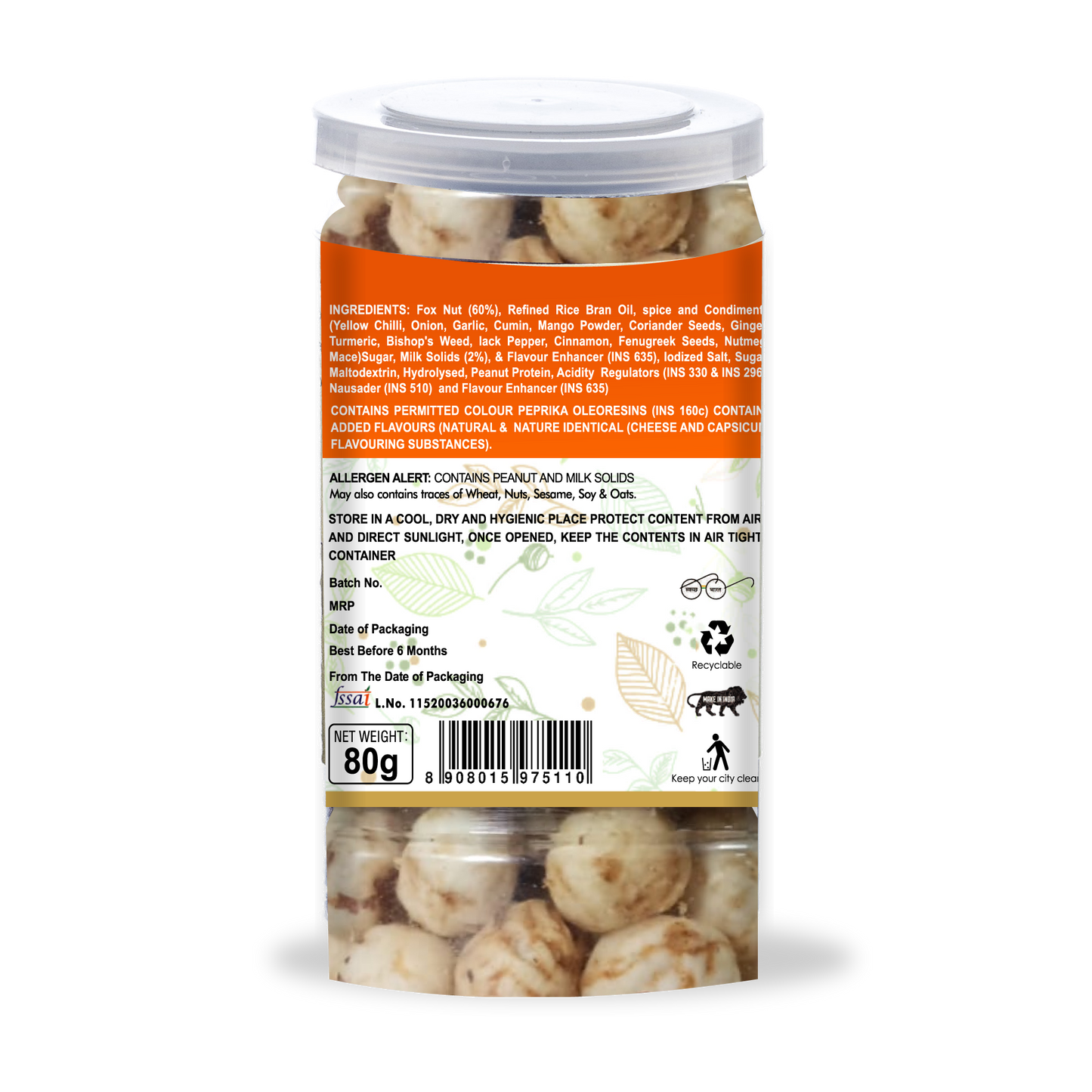 Roasted Foxnuts (Makhana) - Peri Peri 80 g